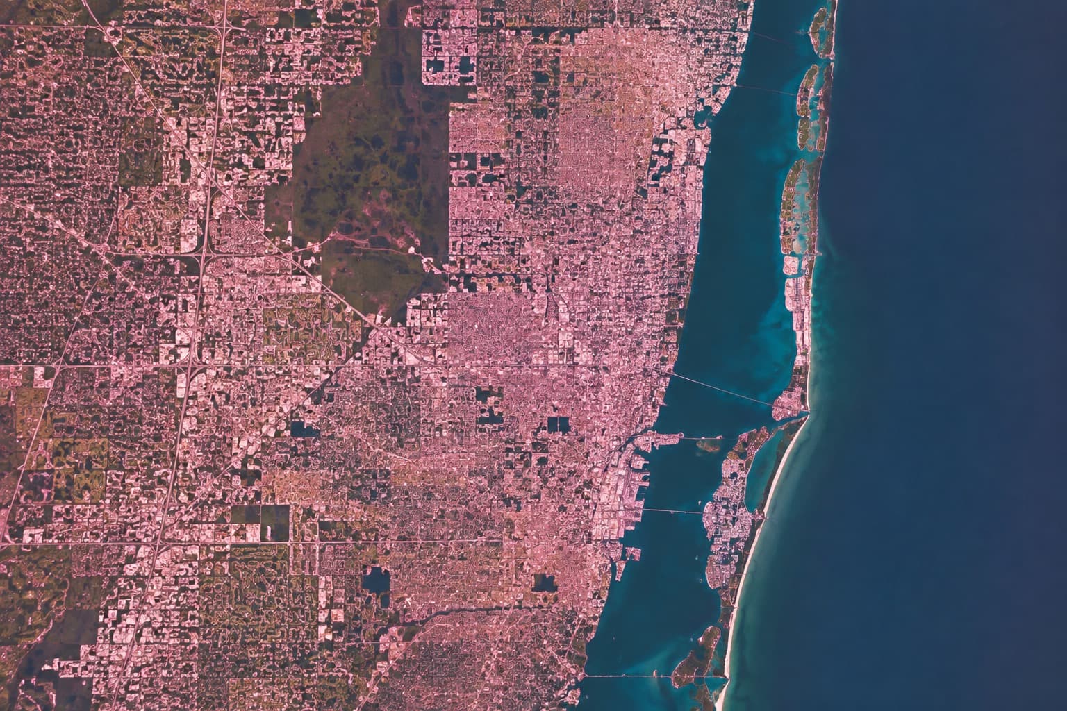 Satellite view of the Miami coastline