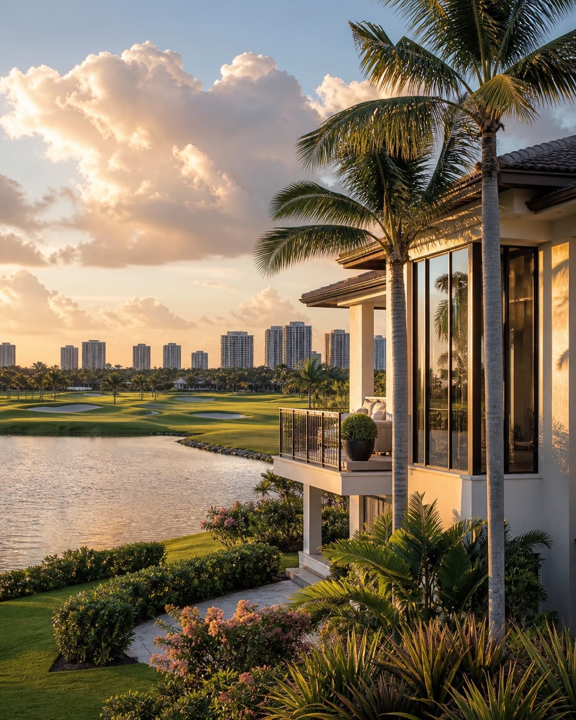 Contemporary residence overlooking a golf course in Doral
