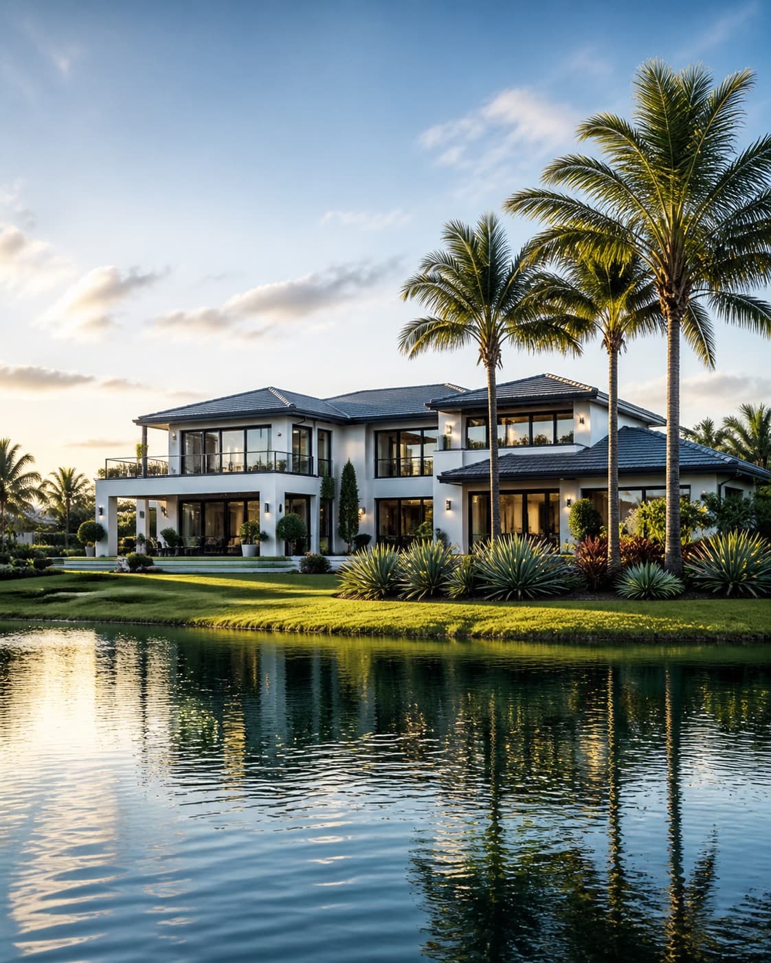 Lakefront home seen across the water in Pembroke Pines